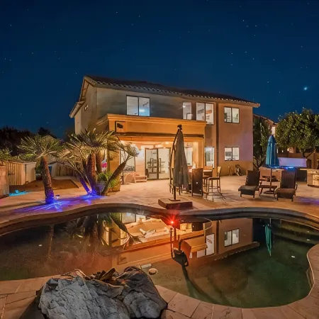 Resort Backyard with Pool, Spa & Putting Green