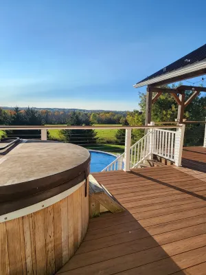 Private Finger Lakes Getaway with a Pool, Hot Tub, and Sauna, Timber Frame Porch - 4-Star