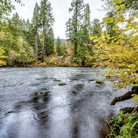 Cozy, Charming Two Bedroom McKenzie Bridge River Front Cabin for 2 Guests,