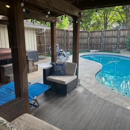Dive in! the Poolside Escape with a Hot Tub, Grill, Game Room & Good Times.