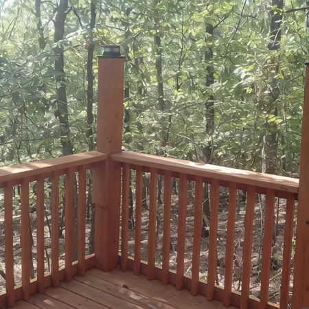 HICKORY HIDEOUTThe cabin is surrounded by a large area of trees for privacy