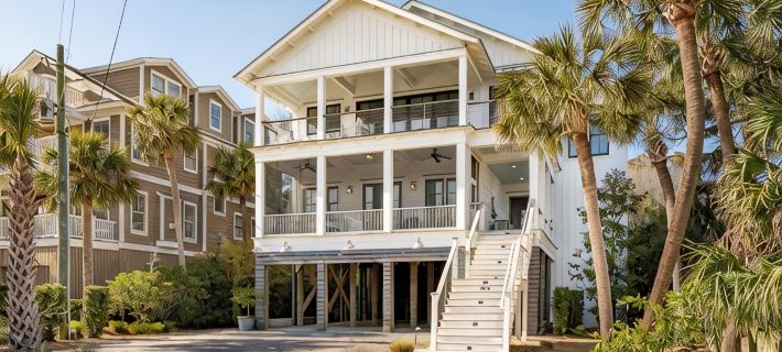 Luxury Custom Home Ocean View - Across from Beach- Walk Center St - Elevator Hotels in Folly Beach