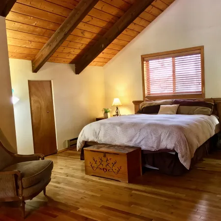 Log Cabin in tall pines, backs to forest, great hiking, star-gazing, biking!