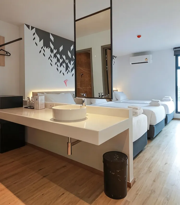 ห้องพักได้ 3 คนพร้อมฝักบัว-ปลอดบุหรี่