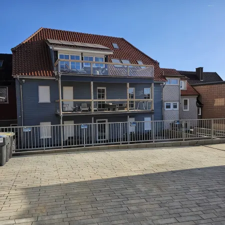 Farbzauber Blau im Harz apartment Thore with sauna, balcony, garden, bicycle shed