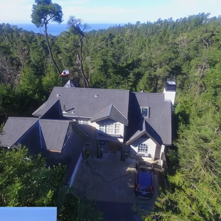 Cambria Ocean View Tudor on Forested Preserve