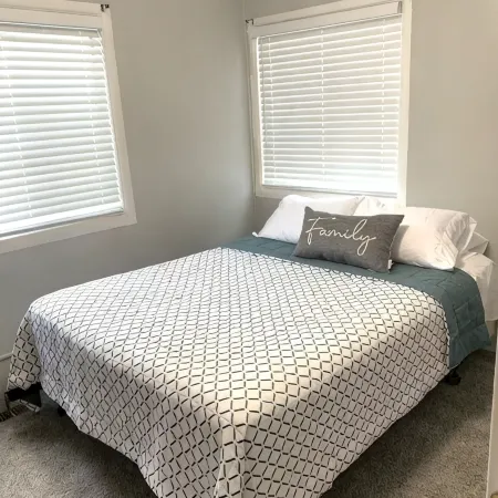 King, queen, & twin bed. 2-bedroom. Fenced around.