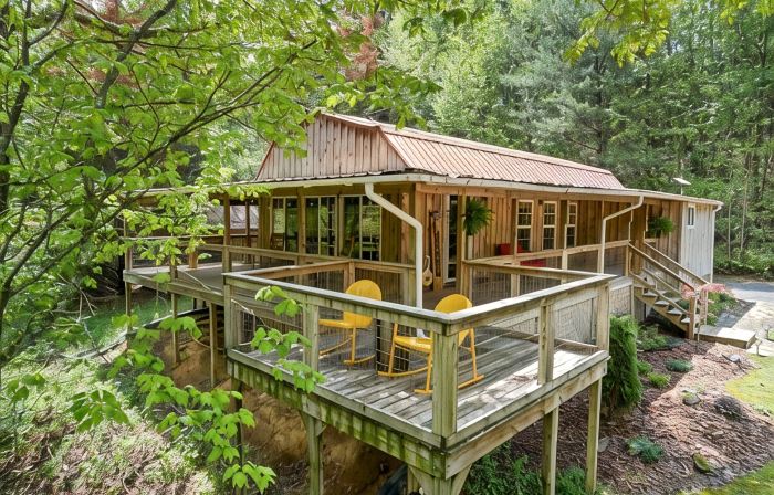 Cozy Creekside Cabin w/ Wraparound Covered Deck and Barrel Sauna