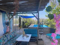 Atypical, set on the beach with direct access, swimming pool, barbecue, pets allowed - Alphydda