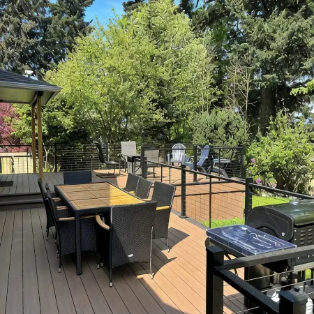The Blue Haven Getaway, with Window AC Units in the Summer.