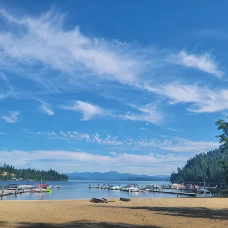 Waterfront house on Priest Lake with private lake frontage.