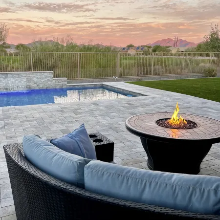 4 bed 3.5 bath modern ranch home with private pool/spa and golf course view