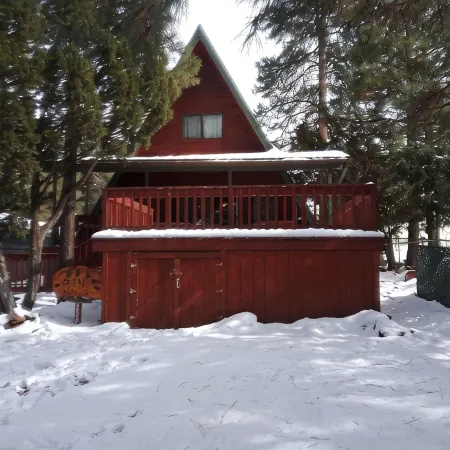 Cool 'A' frame cabin in the ponderosa pines.