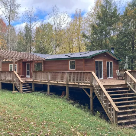 Waterfall View from Secluded 4 Bed Cabin in East Branch, NY with Mountain Views