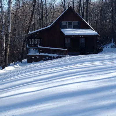 Woodland secluded cabin on 7 acres, with private dock and kayaks