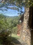 Private Mountain View cabin on 5 acres, great patio with creek below back patio.