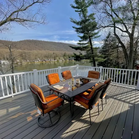 Lake Front Cottage with Fire Pit Terrace