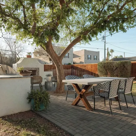 Cozy historic home centrally located. Pet friendly! Beautiful outdoor fireplace.