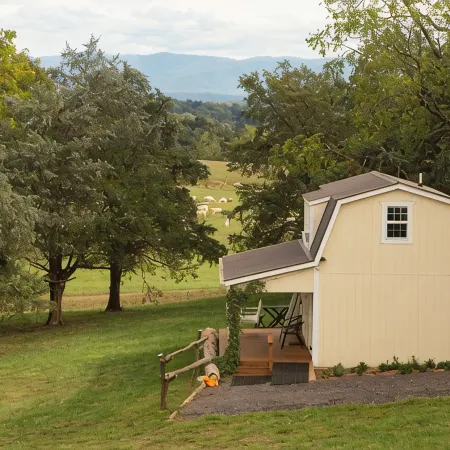 On farm cottage with mountain views.