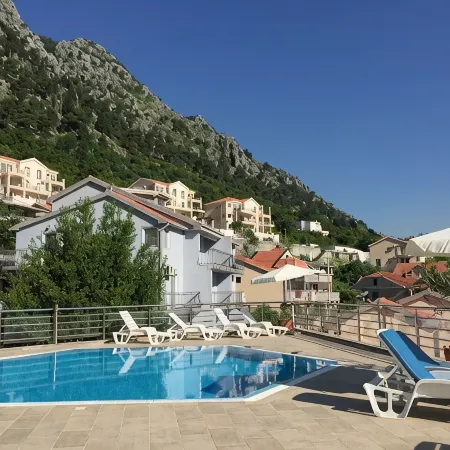 Ground Floor. Private Terrace, Shared Pool, Views across Fjord to Kotor Old Town
