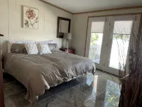 Waterfront Bungalow Nightly Panoramic View of Our Illuminated Covered Bridge - 2-Star