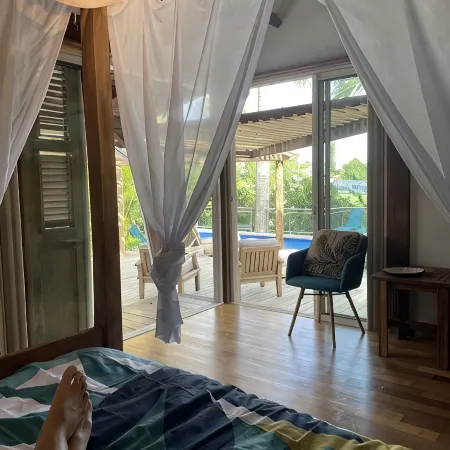 Wooden villa with private pool in a tropical garden 3 minutes from the beach
