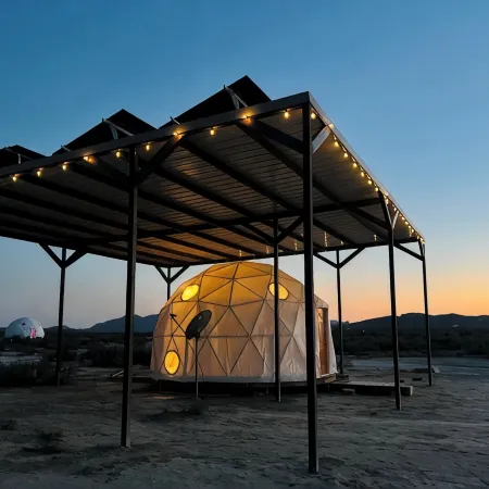 Southern Boho inspired Geodesic Dome nestled up next to Big Bend National Park.