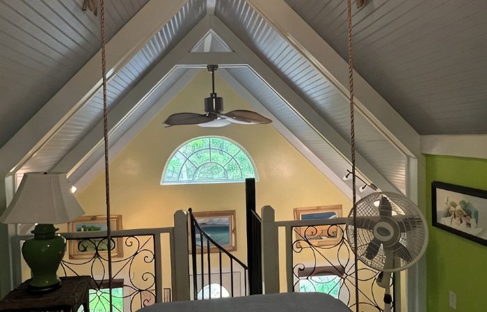 The Blue Cottage located in the woods on Lookout Mountain in Rising Fawn GA