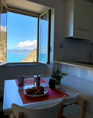 In Riomaggiore Cinque Terre with breathtaking sea view