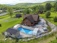 Indoor Pool, Luxury Log Estate, 2 Story Game Room