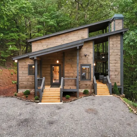 New Luxe Treetop Cabin Hot tub Near DT