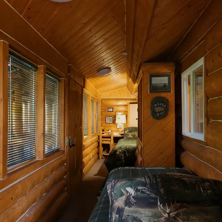 Unique Alaskan log home in trees & wild flowers on 14-acre private homestead.