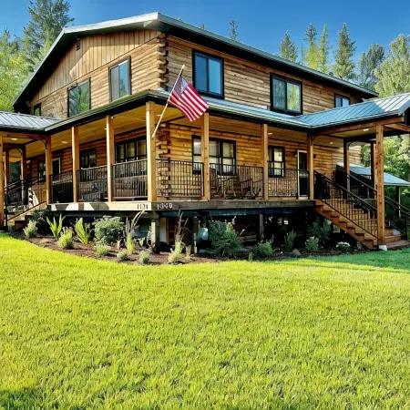 Cozy log home sleeps 14 in beds 5.5 baths near Glacier Park and Whitefish Resort