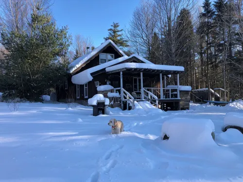 Chalet-Swim-Brook on Property-Views-Firepit-Woodstove-7 Min to Stratton-Dogs OK