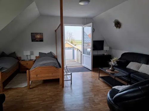Apartment Lüttje Amselnüst - central location directly on the dike with balcony - バルコニー