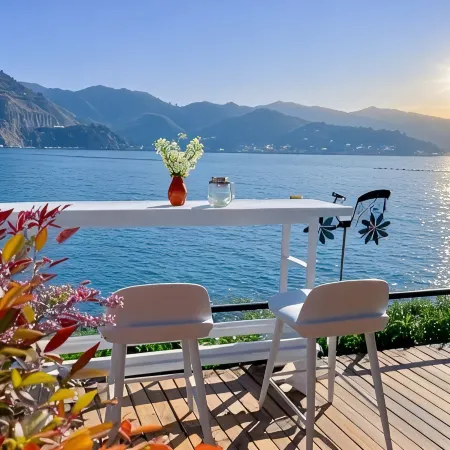 On the side of clear water, sunrise on the sea, waterfront and sea view vacation accommodation