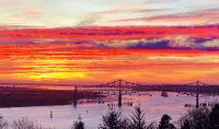 Expansive views of iconic McCullough Bridge, and bay with beautiful sunsets