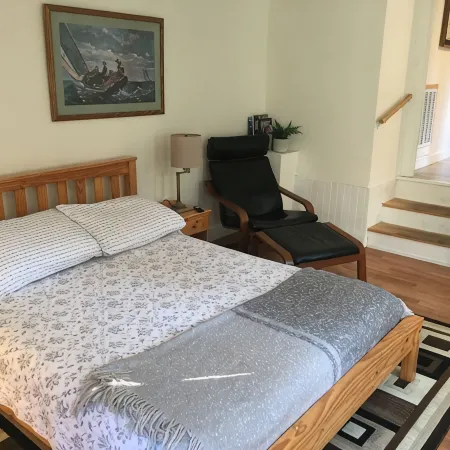 Walk to the ocean, very private. Secluded, woodsy location.