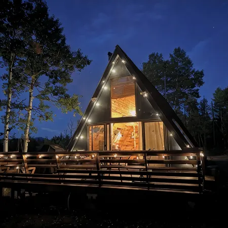 New!  Cozy 2-bedroom A-Frame with Hot Tub, Fire Pit, WiFi, AC and VIEWS!