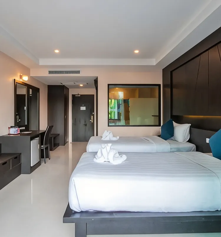 ห้องดีลักซ์เตียงแฝดพร้อมทางเข้าสระว่ายน้ำ