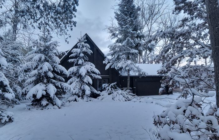Secluded chalet in the woods overlooking a huge pond only 5 minutes to town.