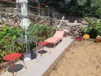 Top of villa, terraces, swimming pool at Mont St Clair, pétanque court with sea view