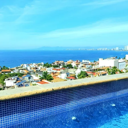 Private Pool Ocean View Sunset Sky Loft Panoramic, Steps to Beach & Malecon
