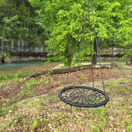 Waterfront cabin w/creek waterfall, pond & 2 decks. Nestled in the Ozark hills.