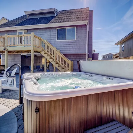 Your Ultimate  Retreat – Steps from Beach with Pvt Heated Pool, Slide & Hot Tub!