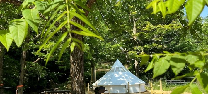 Canvas Bell Tent on Working Farm in Historic Laurel Highlands Hotels in Fayette County