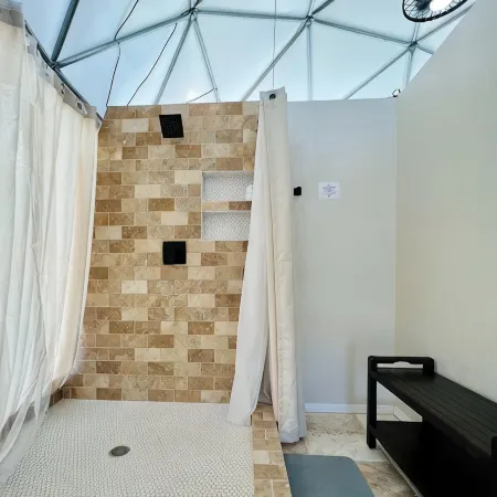 Southern Boho inspired Geodesic Dome nestled up next to Big Bend National Park.