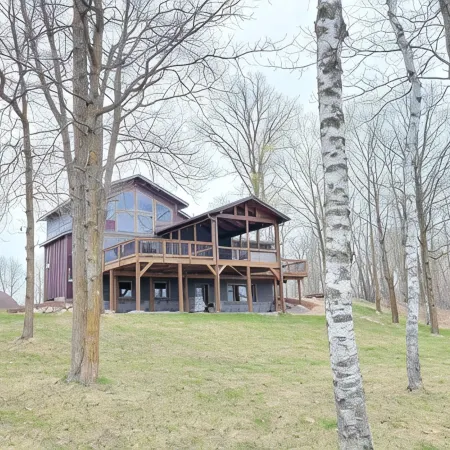 Private Newly Built Woman Lake Cabin with Detached Barn Style Bunk House