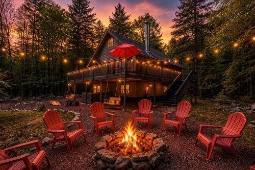 Chalet Lake Harmony Hot Tub Fireplace Pool Table Private Beach Walkable to Lake - Hytter