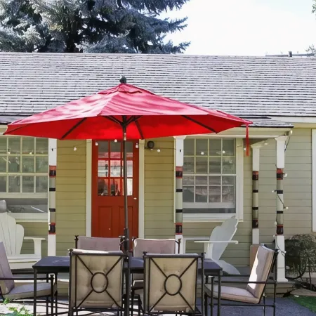 Charming studio cottage on quiet street with beautiful landscaping and gardens.
